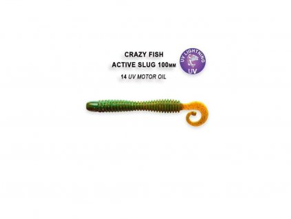Gumová nástraha Crazy Fish Active slug 10 cm 14 UV Motor oil (6 ks)