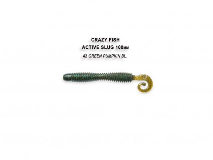 Gumová nástraha Crazy Fish Active slug 10 cm 42 Green pumpkin bl (6 ks)