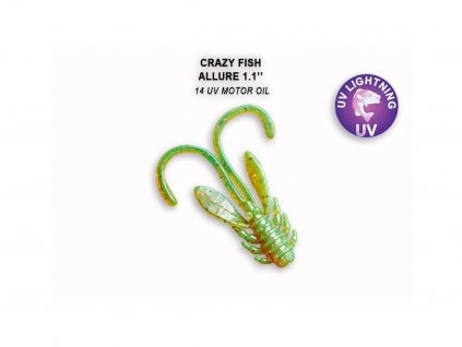Gumová nástraha Crazy Fish Allure 2,7 cm 14 UV Motor oil (10 ks)