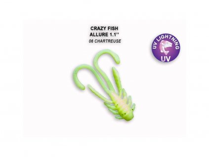 Gumová nástraha Crazy Fish Allure 2,7 cm 6 Chartreuse (10 ks)