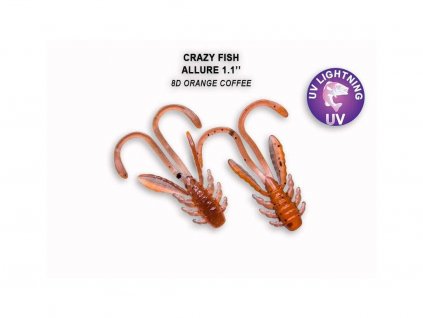 Gumová nástraha Crazy Fish Allure 2,7 cm 8D Orange coffee (10 ks)