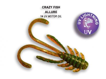 Gumová nástraha Crazy Fish Allure 4 cm 14 UV Motor oil (8 ks)