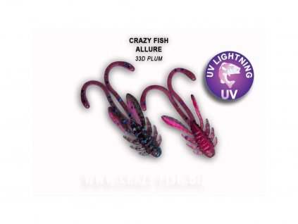 Gumová nástraha Crazy Fish Allure 4 cm 33D Plum (8 ks)