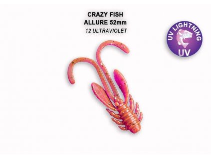 Gumová nástraha Crazy Fish Allure 5,2 cm 12 Ultraviolet (6 ks)