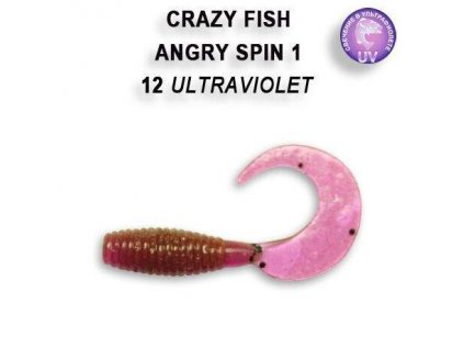 Gumová nástraha Crazy Fish Angry spin 2,5 cm 12 Ultraviolet (8 ks)