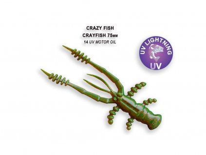 Gumová nástraha Crazy Fish Crayfish 7,5cm 14 UV Motor oil (7 ks)