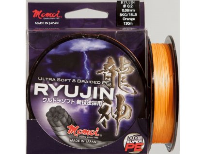 Pletená šňůra Momoi Ryujin Orange-0,08mm, 8kg, Oranžová 150m