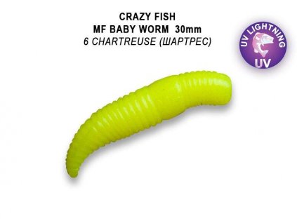 Gumová nástraha Crazy Fish Trout Baby Worm MF Floating 30mm 6 - Sýr (12ks)