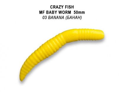 Gumová nástraha Crazy Fish Trout Baby Worm MF Sinking 50mm 03 Sýr (8ks)