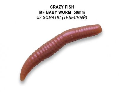 Gumová nástraha Crazy Fish Trout Baby Worm MF Sinking 50mm 52 - Sýr (8ks)