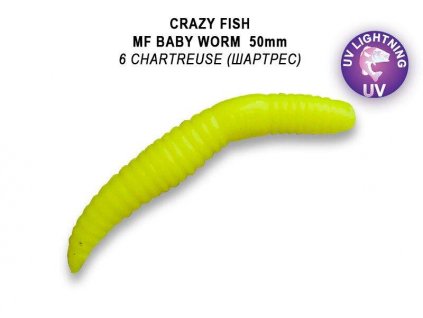 Gumová nástraha Crazy Fish Trout Baby Worm MF Floating 50mm 6 - Sýr (8ks)