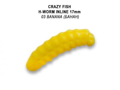 Gumová nástraha Crazy Fish Trout Baby H-Worm MF Floating 17mm 3 Banana (60ks)