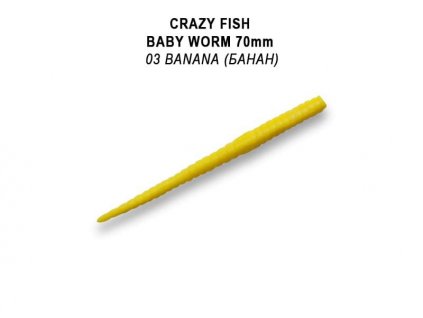 Gumová nástraha Crazy Fish Trout Worm Classic MF Floating 70mm 3 Banana (12ks)