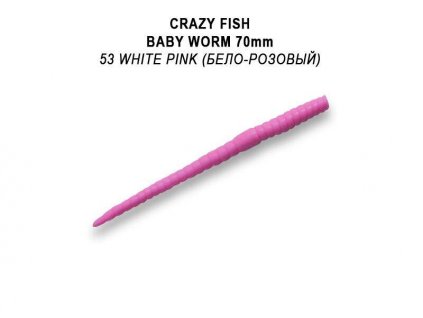 Gumová nástraha Crazy Fish Trout Worm Classic MF Floating 70mm 53 White Pink (12ks)