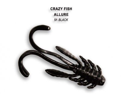 Gumová nástraha Crazy Fish Allure 2,7 cm 51 Black (10 ks)