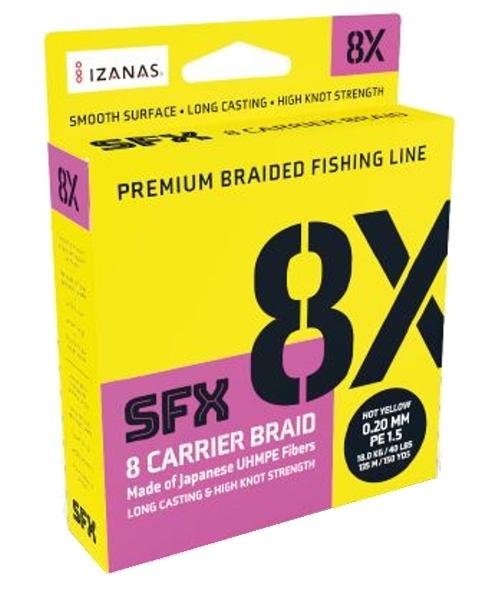 Pletená šňůra Sufix SFX 8X 0,235mm, 20kg Žlutá 135m