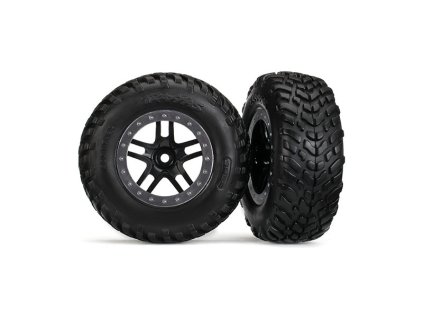 Traxxas kolo 2.2/3.0", disk SCT Split-Spoke černý-saténový, pneu SCT (2) (2WD přední)