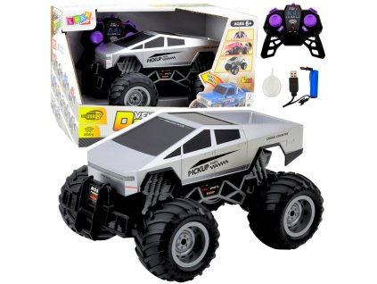 Terénní RC auto 1:16 PICKUP TRUCK stříbrné s kouřovým efektem
