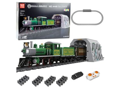 eng pl Construction Blocks Remote Controlled Steam Train RC Green 1212 pcs 23651 1