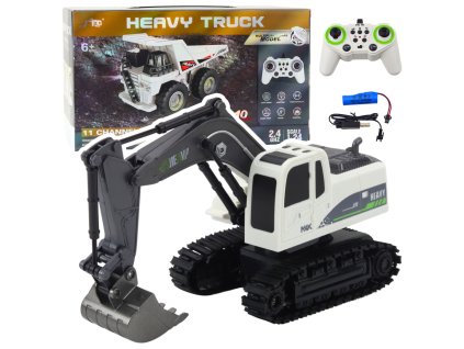 RC pásový bagr se světlem a zvuky 1:24 - bílý