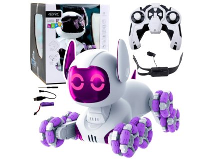 eng pl TOOBY Robot Dog Remote Controlled RC 360 Lights Sounds White and Purple 27914 1
