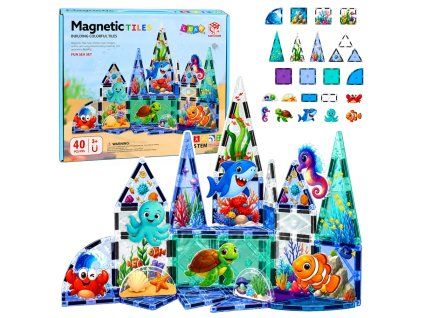 Magnetická stavebnice STEM Mořská zvířata – 40 dílků