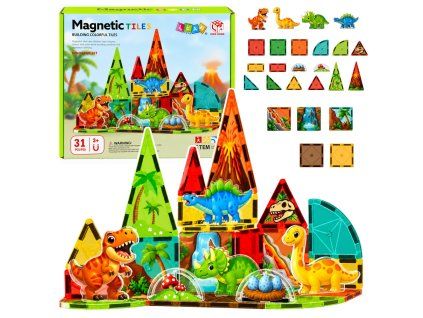 Magnetická stavebnice Dinosauři – 31 dílků