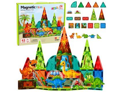 Magnetická stavebnice Dinosauří svět – 43 dílků