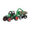 Mini RC kovový traktor s přívěsem na dřevo + nakládací jeřáb 1:64 - zelený