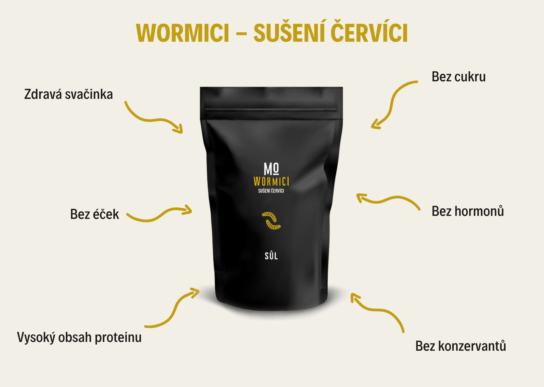 MO wormici - sušení červíci - příchuť sůl