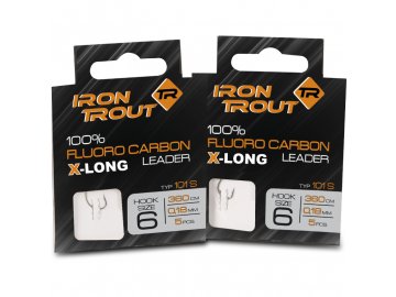 Iron trout návazec X-LONG, 101 S, 360 cm / 5 ks (Varianta Iron trout návazec X-LONG, 101 S, 360 cm/0,14 mm, vel. 10, 5 ks)