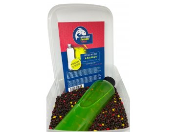 Pelety Mix Set Fluo Ve Vaničce Method Feeder Fans 500g (Varianta Pellet Mix Set Fluo Ananas 500g + Fluo Booster 200ml)