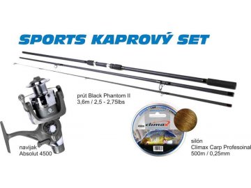 Kaprový SET - Prut 3,6m+Naviják,Silon (Varianta Kaprový SET - Prut 3,6m+Naviják,Silon)