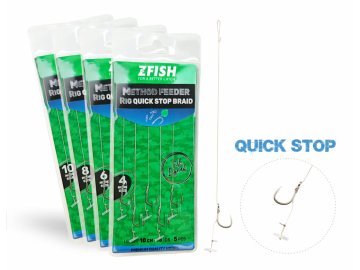 ZFISH Návazec Method Feeder Rig Quick Stop Braid 5 ks (Velikost Háčku 4)