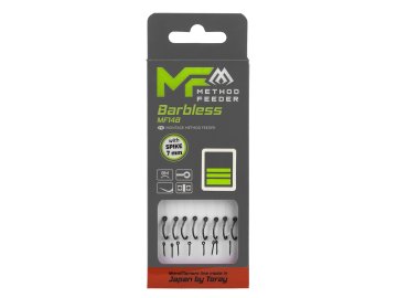MF RIG - MF14 WITH SPIKE - BARBLESS HOOKS 10cm (delka MF RIG - MF14 WITH SPIKE - BARBLESS HOOKS NO 12 / monoline 0.20mm/10cm - 8 pcs., barva Černý matný)