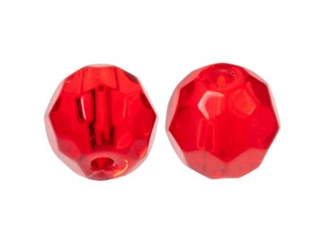 ZECK - skleněné korálky – Faceted Glass Beads Red (Velikost 6 mm)