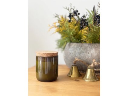 Svíčka v zelené vinné lahvi 180g - Citrónová tráva