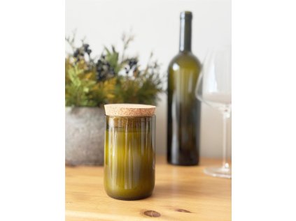 Svíčka v zelené vinné lahvi 290g - Citrónová tráva