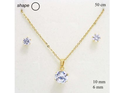 Set náušníc s retiazkou a príveskom z chirurgickej ocele v zlatej farbe osadené zirkónmi dostanete ako DARČEK za objednávku nad 150,- Eur