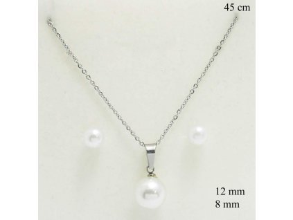 Set náušníc s retiazkou a príveskom z chirurgickej ocele (perličky) dostanete ako DARČEK za objednávku nad 60,- Eur