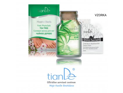 Za objednávku nad 150,- Eur dostanete od nás ako DARČEK balíček produktov Tiande (vzorka Krém na tvár s mucínom slimáka  + jedna z Krémových masiek na tvár (aloe vera/ľadovcová voda/morský elixír) + jedna zo Solných kúpelí na nohy (žltá, zelená, fial