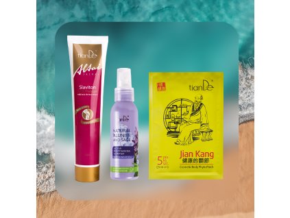 BALÍČEK Prvá pomoc do kufra  (Telový deodorant - sprej, prírodný alunit a šalvia, 100 ml + Náplasť na telo Jian Kang (5 ks) + Fytogel Slaviton, 125 ml )_22.4b
