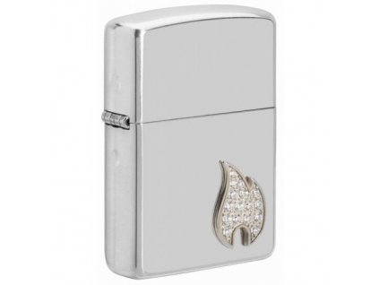 Sterling Silver Flame Emblem Zippo 28027  Stříbrný Zippo zapalovač