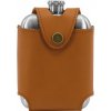 Oceľová vrecková fľaša - koža 97123