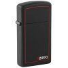 zippo slim black red border logo