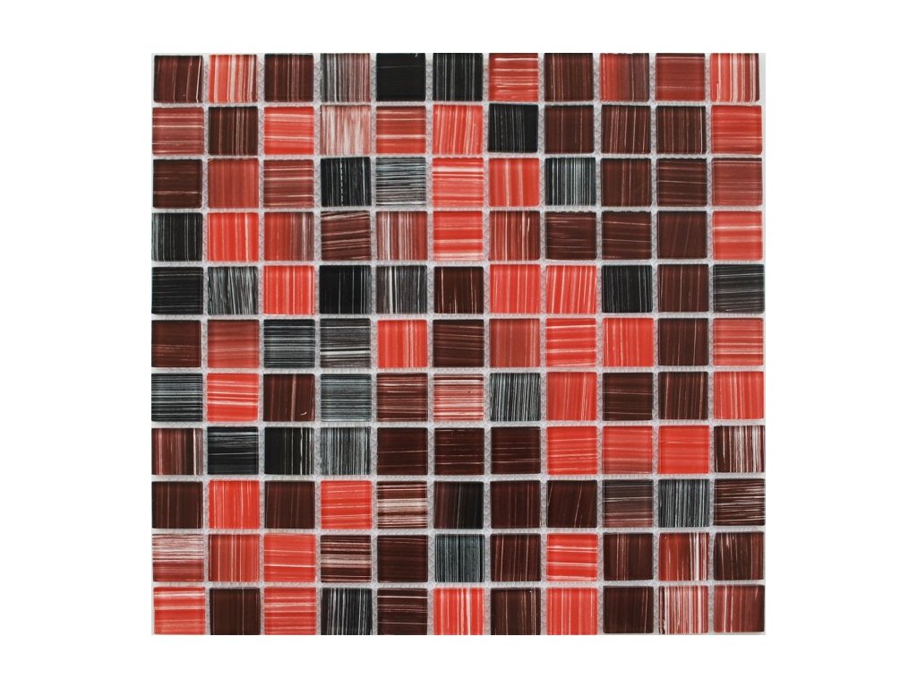 Mozaika JSM-CH001 skleněná červená hnědá černá 29,7x29,7cm sklo