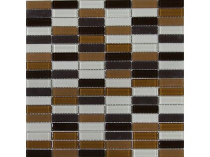 Mozaika ASHS4M-1 skleněná hnědá tmavě hnědá krémová 29,7x29,7cm sklo