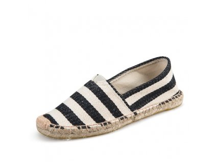 Max 915Bla Espadrilky textilní boty Big Stripes - černo bílá