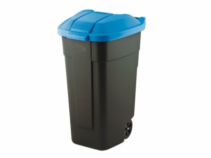 Popelnice na odpad plastová černo-modrá 110l 58x52x88cm