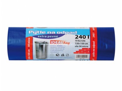 Pytel na odpad EXTRA PEVNÝ modrý 120x150cm 240l 50 mic 10ks